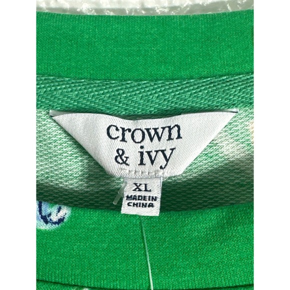 Crown & Ivy Green Floral Tiered Dress Women's XL Long Sleeve Casual Bloom - Picture 4 of 7